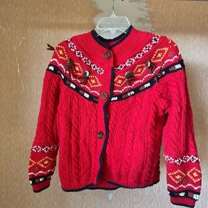 Red sweater with western accents